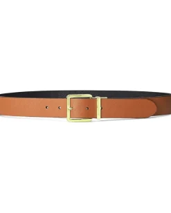 Lauren Ralph Lauren Reversible Crosshatch Leather Belt Black/Lauren Tan Outlet