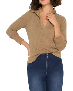 Women NIC+ZOE Rib Long Sleeve Polo