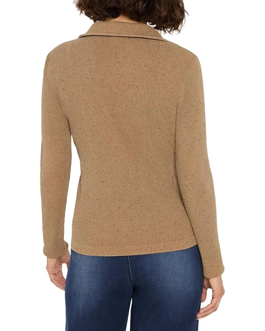 Women NIC+ZOE Rib Long Sleeve Polo