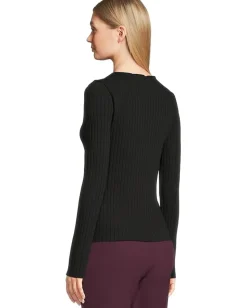 Women Vince Rib Long Sleeve Slash Neck