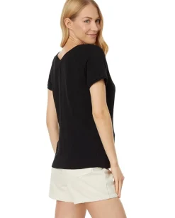 bobi Los Angeles Rib Mix V-Neck Short Sleeve Tee Black Hot