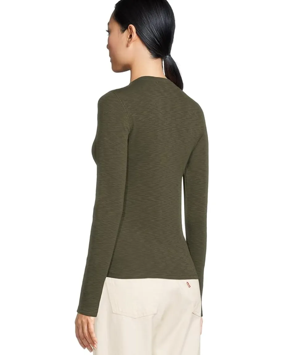 Lilla P Rib Slub Long Sleeve V-Neck Lichen Hot