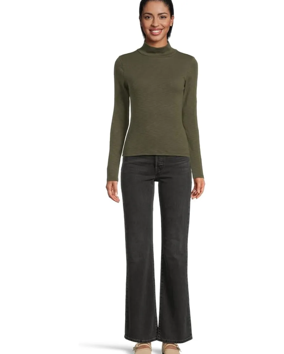 Women Lilla P Rib Slub Turtleneck
