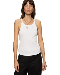 Sanctuary Ribbed Racer Tank White