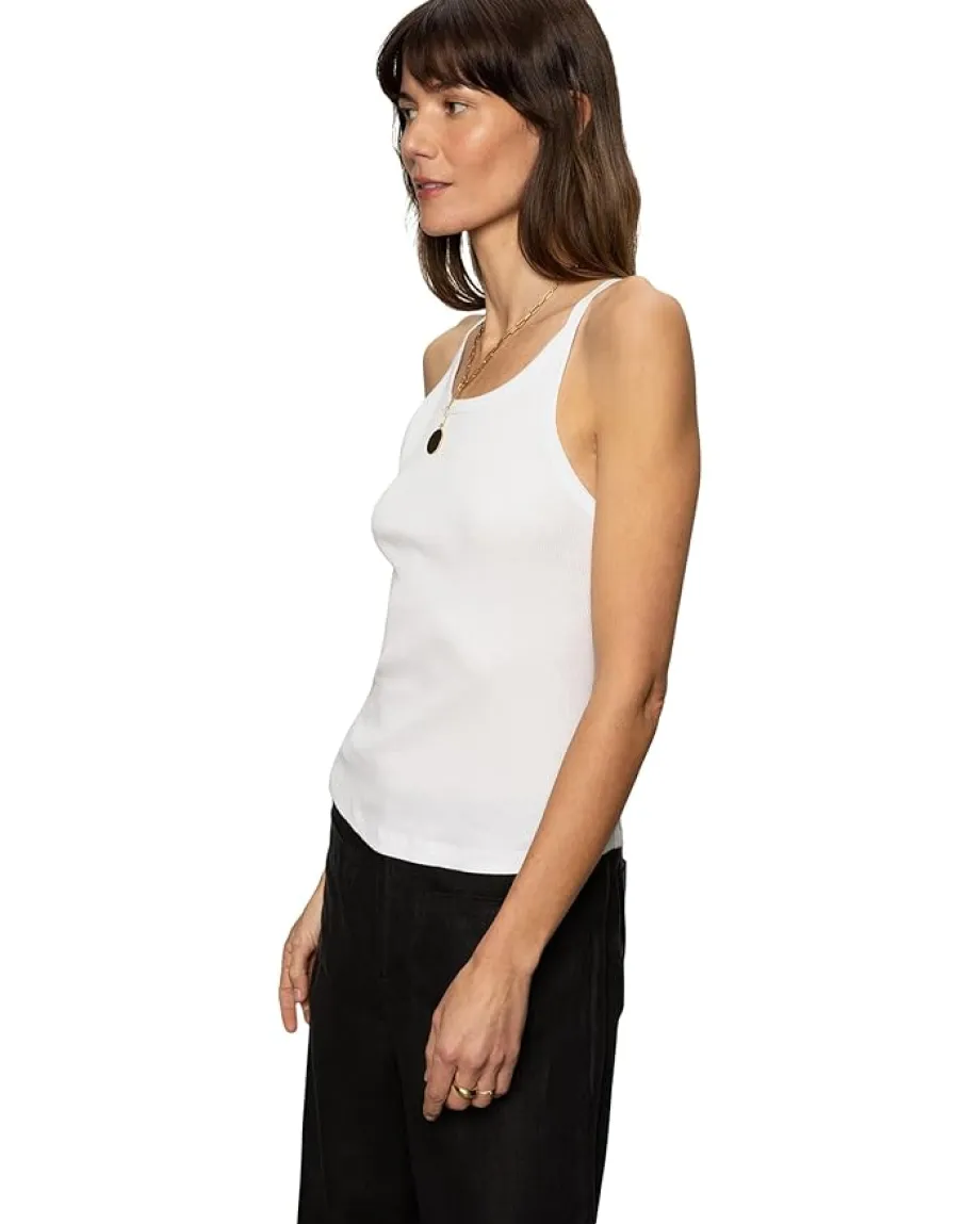 Sanctuary Ribbed Racer Tank White