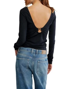 Free People Riley Tee Black Best