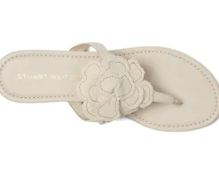 Stuart Weitzman Rio T-strap Sandals Linen