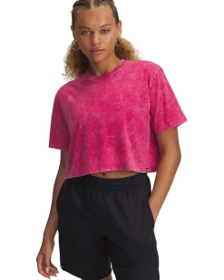 Under Armour Rival Wash Short Sleeve T-Shirt Shaded Fuchsia/Black/White New