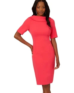 Women Adrianna Papell Roll Neck Sheath With V Back