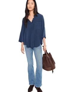 Mod-o-doc Roll Tab Patch Pocket Tunic Vibrant Navy Discount