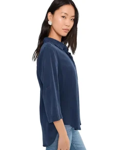 Mod-o-doc Roll Tab Patch Pocket Tunic Vibrant Navy Discount