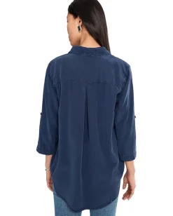 Mod-o-doc Roll Tab Patch Pocket Tunic Vibrant Navy Discount