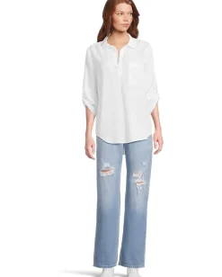 Mod-o-doc Roll Tab Sleeve Patch Pocket Tunic White Hot