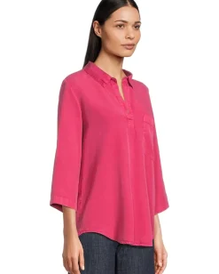 Mod-o-doc Roll Tab Sleeve Patch Pocket Tunic Electric Berry Outlet