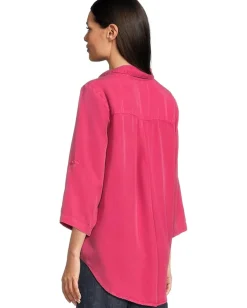 Mod-o-doc Roll Tab Sleeve Patch Pocket Tunic Electric Berry Outlet