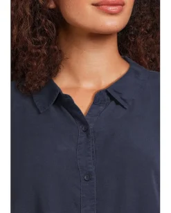 Mod-o-doc Roll Up Long Sleeve Shirt Dress Navy Licorice Clearance