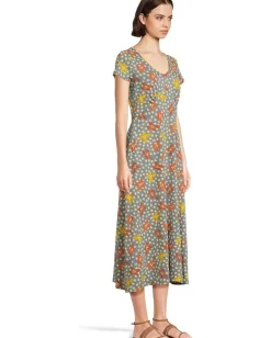 Toad&Co Rose Midi Short Sleeve Dress North Shore Lily Print Best