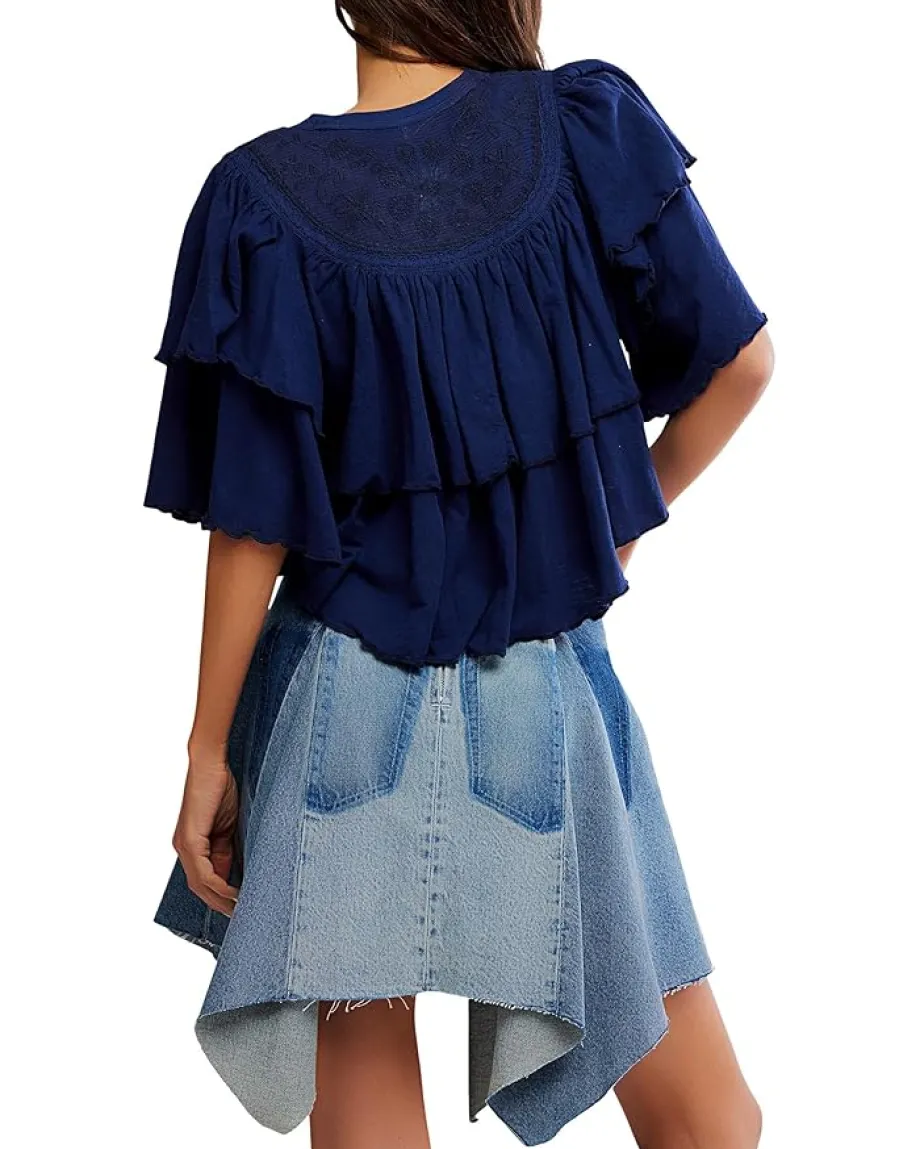 Free People Rose Party Tee Peacoat Outlet