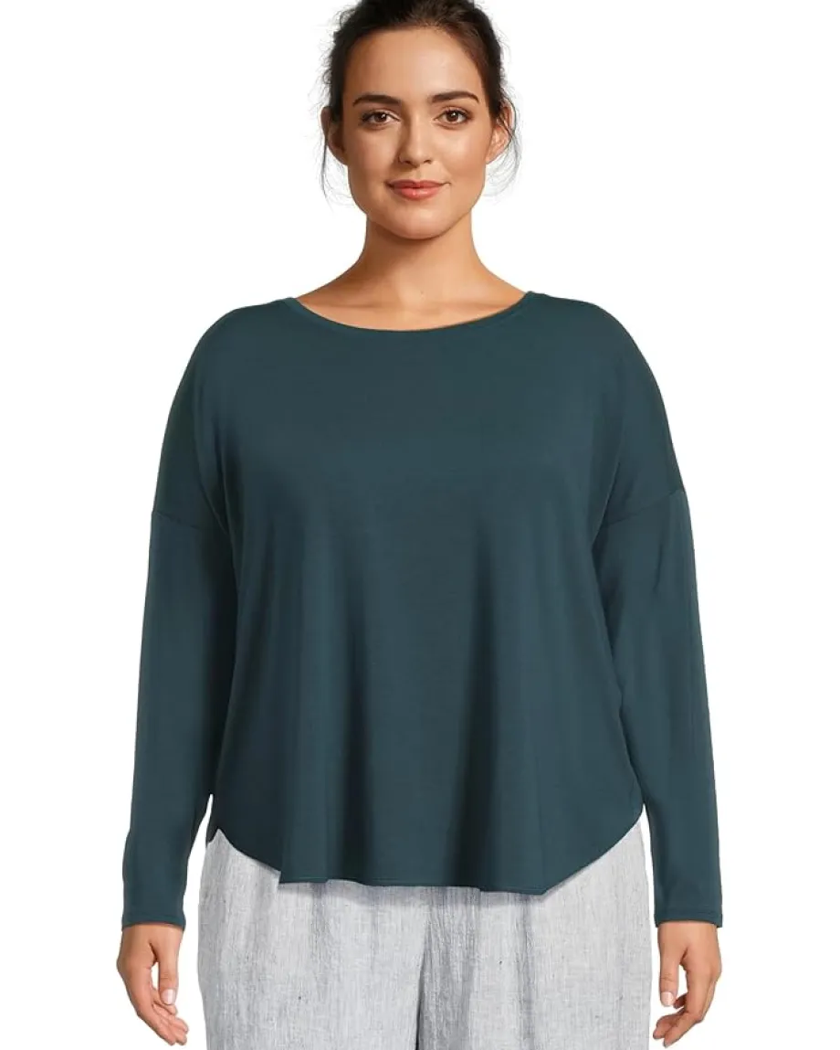 Eileen Fisher Round Neck Boxy Top Alpine Hot