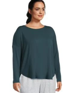 Eileen Fisher Round Neck Boxy Top Alpine Hot