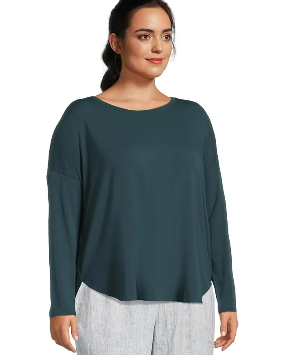 Eileen Fisher Round Neck Boxy Top Alpine Hot