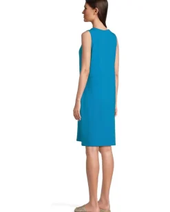 Eileen Fisher Round Neck Knee Length Dress Oahu Blue Outlet