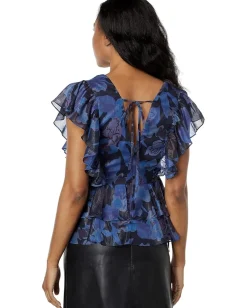 Ted Baker Rowyn Frill Detail Top with Tie Detail Dark/Navy Sale