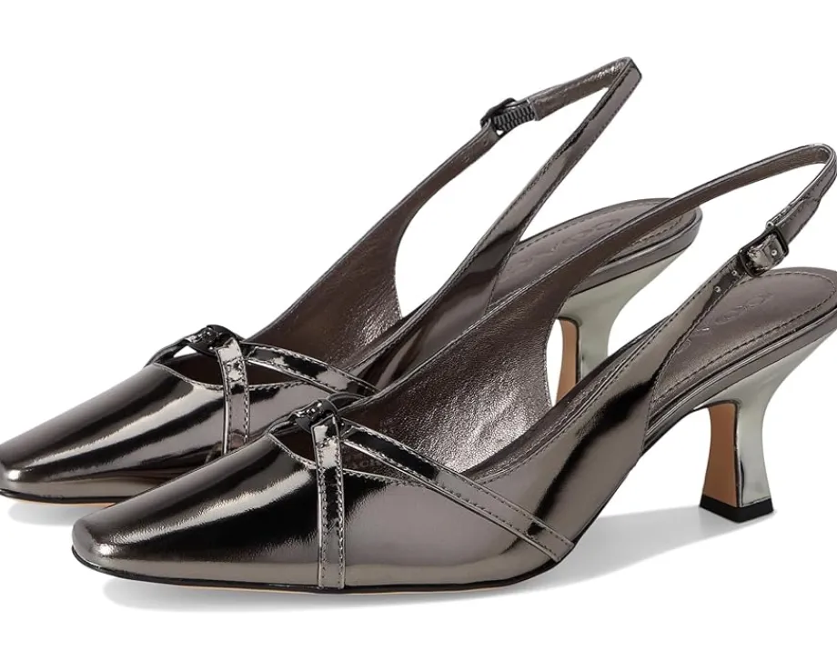 COACH Rowyn Metallic Leather Slingback Anthracite