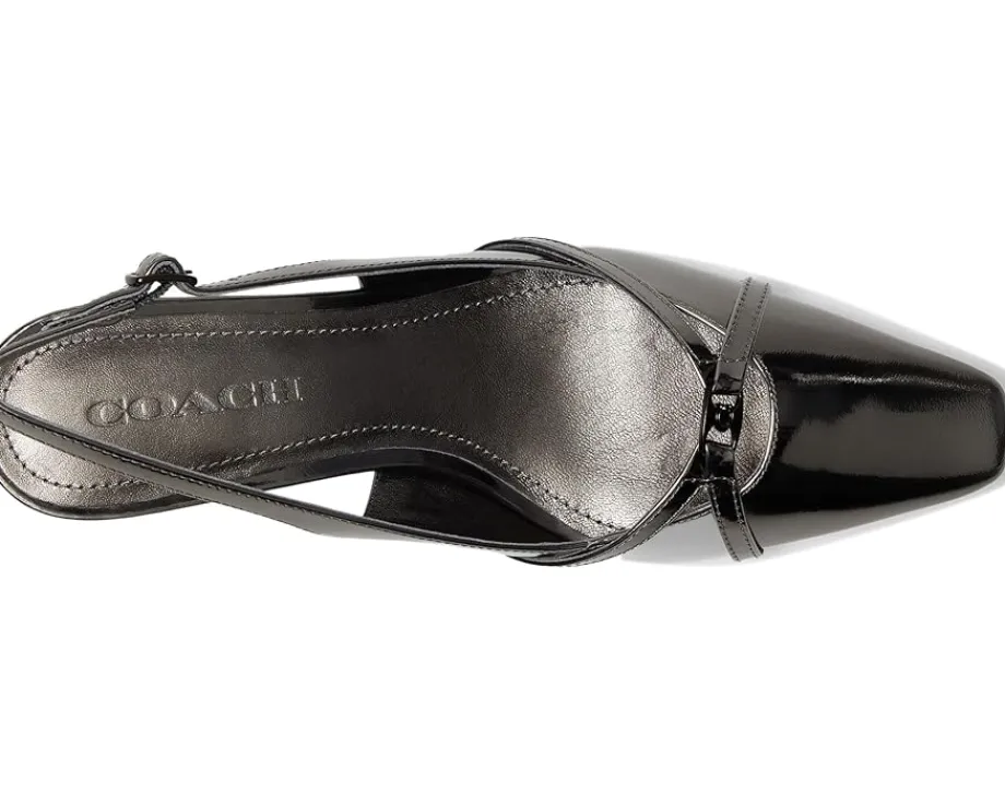 COACH Rowyn Metallic Leather Slingback Anthracite