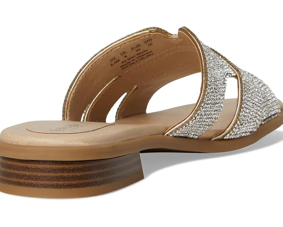LifeStride Royalty Bling Slide Sandals Gold Metallic New