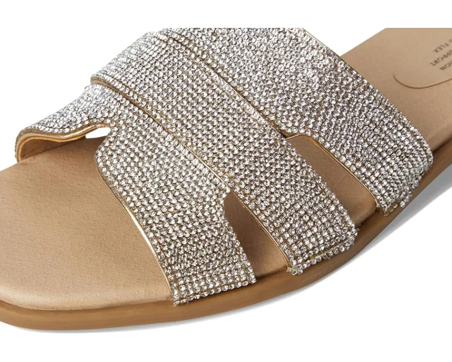 LifeStride Royalty Bling Slide Sandals Gold Metallic New