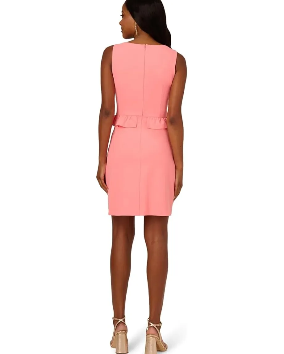 Adrianna Papell Ruffle Sheath Short Dress Salmon Pink Outlet