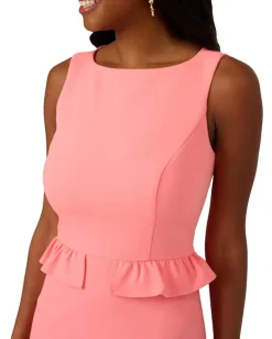Adrianna Papell Ruffle Sheath Short Dress Salmon Pink Outlet
