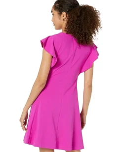 Women DKNY Ruffle Sleeve Fit-and-Flare Dress