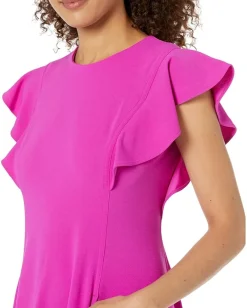 Women DKNY Ruffle Sleeve Fit-and-Flare Dress