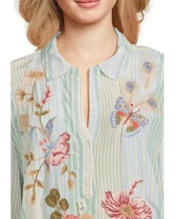 Women Johnny Was Ruffle Sleeve Henley Tunic - Florrie