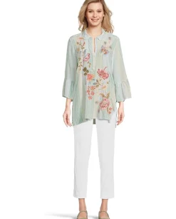 Women Johnny Was Ruffle Sleeve Henley Tunic - Florrie
