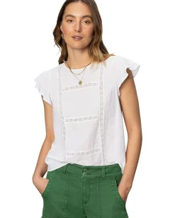 Sanctuary Ruffle Sleeve Shell White Discount
