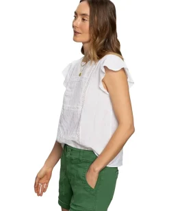 Sanctuary Ruffle Sleeve Shell White Discount