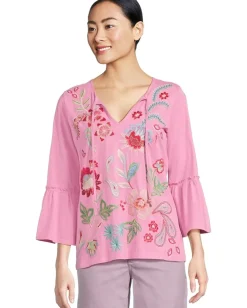 Johnny Was Ruffle Sleeve T-shirt Moonlite Mauve Discount