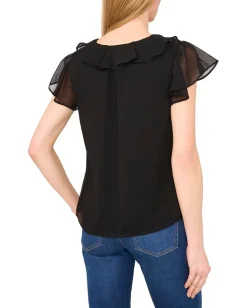 Women CeCe Ruffled V Neck Top