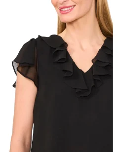 Women CeCe Ruffled V Neck Top