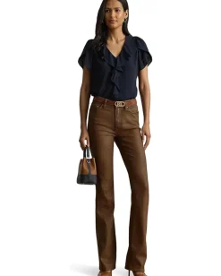 Lauren Ralph Lauren Ruffle-Trim Georgette Blouse Lauren Navy New