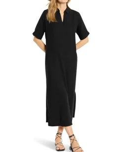 NIC+ZOE Rumba Linen Devon Tunic Dress Black Onyx Outlet