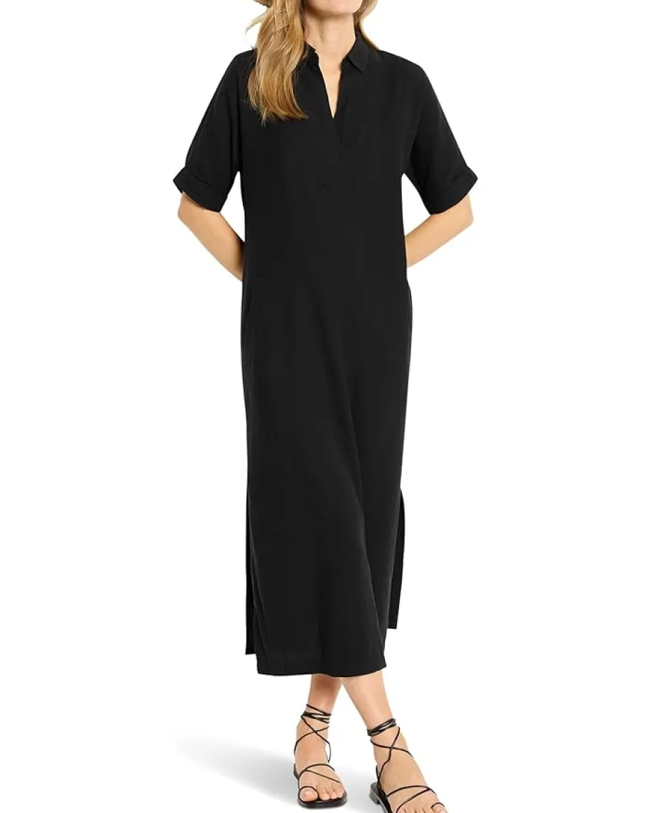 NIC+ZOE Rumba Linen Devon Tunic Dress Black Onyx Outlet