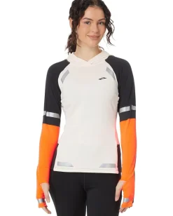 Brooks Run Visible Notch Thermal Hoodie 2.0 Ecru/Fluoro Flash/Black