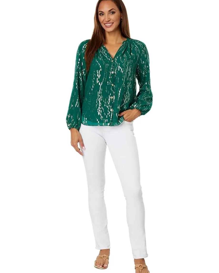 Women Lilly Pulitzer Saige Long Sleeve Silk Top
