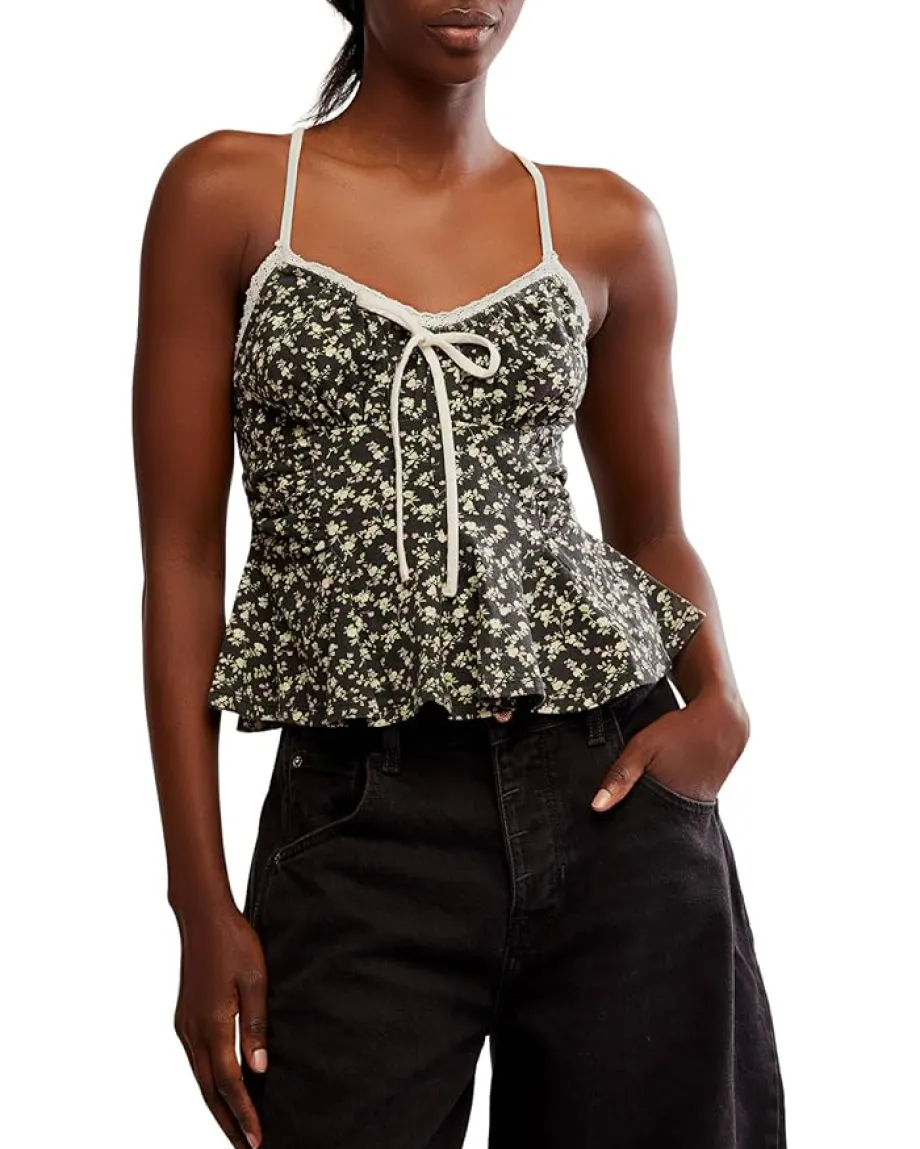 Free People Sammi Tank Washed Black Combo Clearance