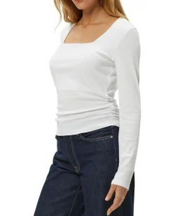 Women Michael Stars Sarah Square Neck Long Sleeve