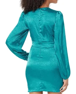 Women Bebe Satin Button-Up Jacquard Dress